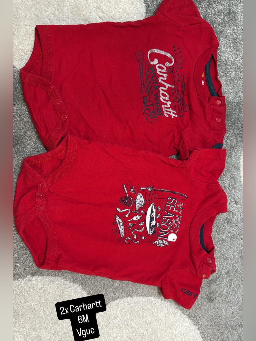 Carhartt Red Short-Sleeve Baby Bodysuit Duo